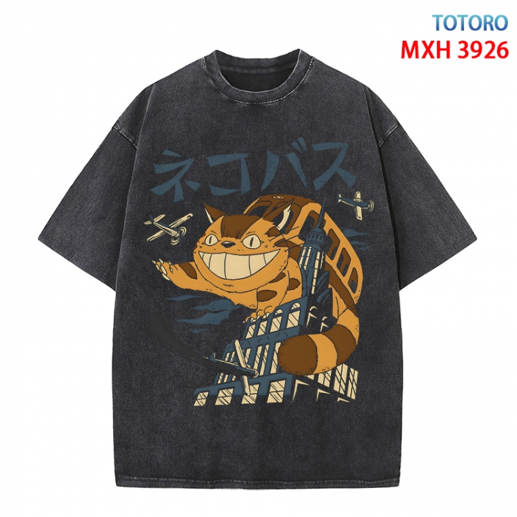 TOTORO Anime peripheral pure cotton washed and worn T-shirt from S to 4XL MXH-3926
