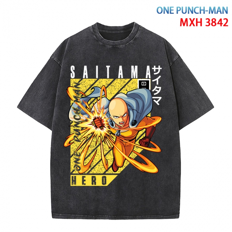 One Punch Man Anime peripheral pure cotton washed and worn T-shirt from S to 4XL MXH-3842