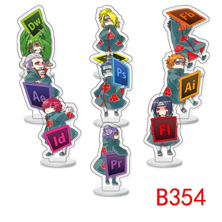 Naruto Anime Character acrylic Small Standing Plates  Keychain 6cm a set of 9 B354