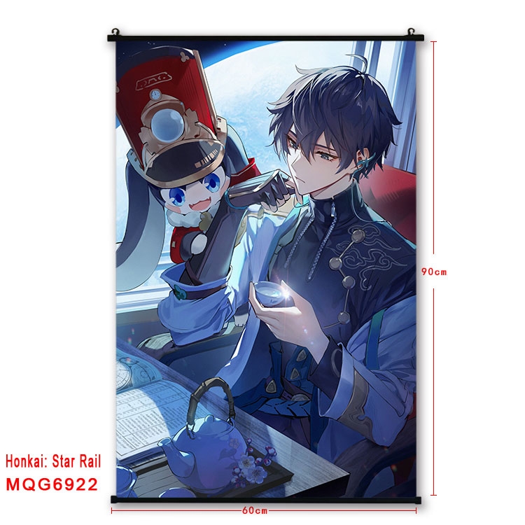 Honkai: Star Rail Anime black Plastic rod Cloth painting Wall Scroll 60X90CM  MQG-6922