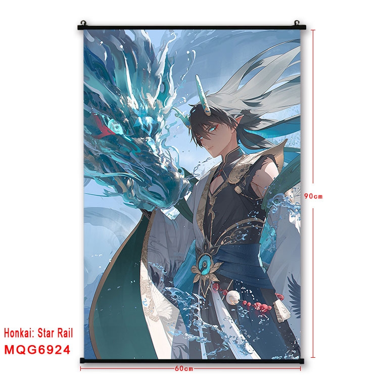 Honkai: Star Rail Anime black Plastic rod Cloth painting Wall Scroll 60X90CM  MQG-6924