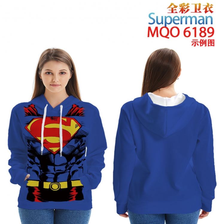 Superman Long Sleeve Hooded Full Color Patch Pocket Sweatshirt from XXS to 4XL MQO 6189