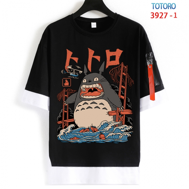 TOTORO Cotton Crew Neck Fake Two-Piece Short Sleeve T-Shirt from S to 4XL HM-3927