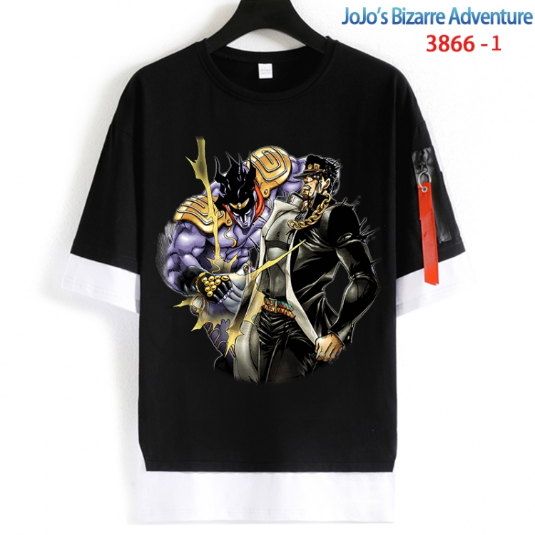 JoJos Bizarre Adventure Cotton Crew Neck Fake Two-Piece Short Sleeve T-Shirt from S to 4XL  HM-3866