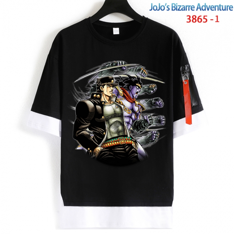 JoJos Bizarre Adventure Cotton Crew Neck Fake Two-Piece Short Sleeve T-Shirt from S to 4XL  HM-3865