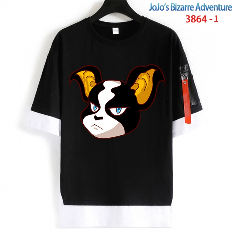 JoJos Bizarre Adventure Cotton Crew Neck Fake Two-Piece Short Sleeve T-Shirt from S to 4XL  HM-3864
