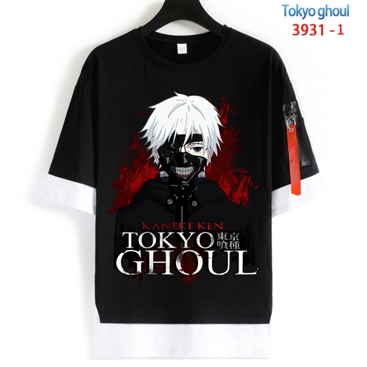Tokyo Ghoul Cotton Crew Neck Fake Two-Piece Short Sleeve T-Shirt from S to 4XL HM-3931