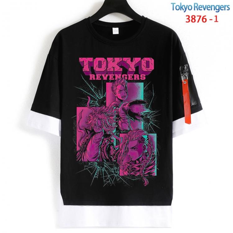 Tokyo Revengers Cotton Crew Neck Fake Two-Piece Short Sleeve T-Shirt from S to 4XL HM-3876