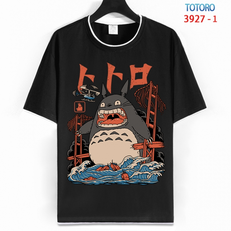 TOTORO Cotton crew neck black and white trim short-sleeved T-shirt from S to 4XL HM-3927-1