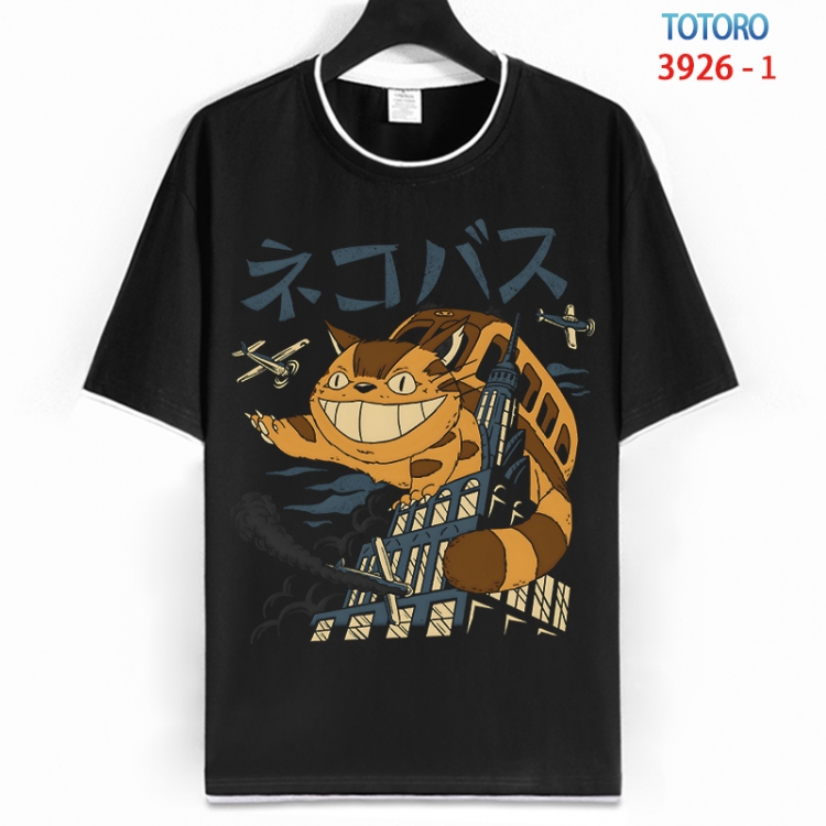 TOTORO Cotton crew neck black and white trim short-sleeved T-shirt from S to 4XL  HM-3926-1