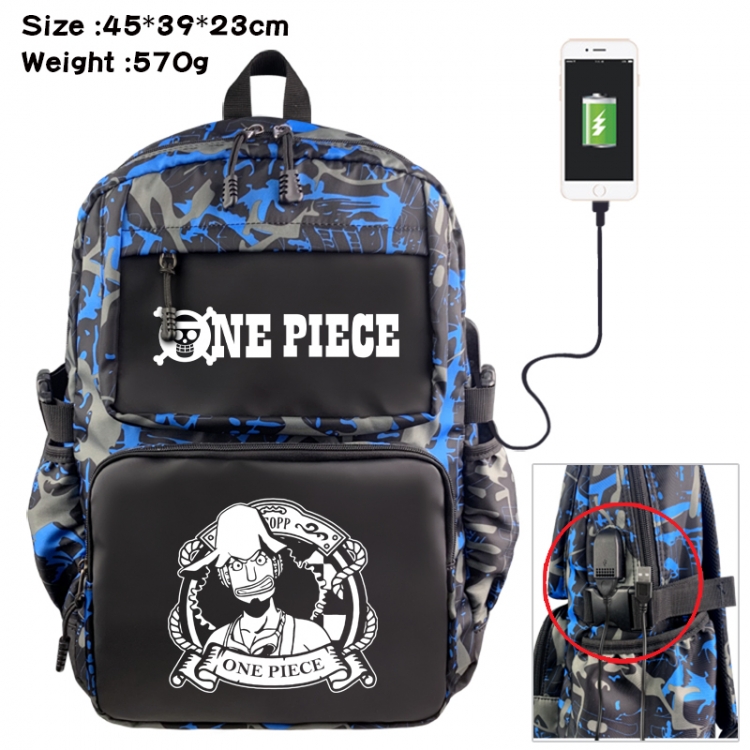 One Piece Anime waterproof nylon camouflage backpack School Bag 45X39X23CM