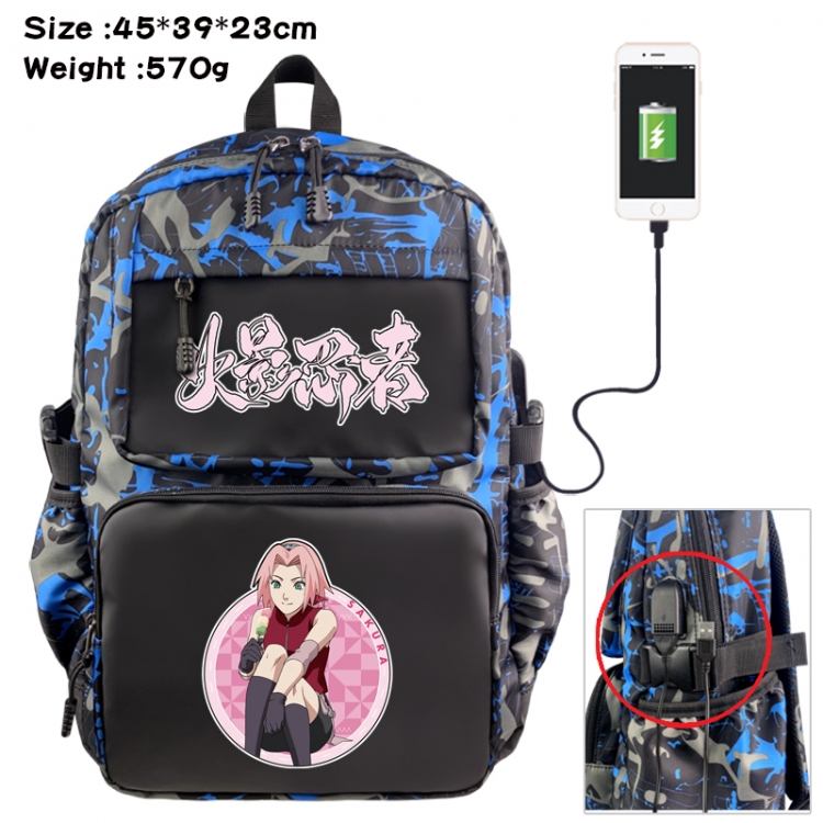 Naruto Anime waterproof nylon camouflage backpack School Bag 45X39X23CM