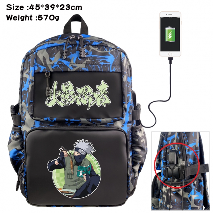 Naruto Anime waterproof nylon camouflage backpack School Bag 45X39X23CM