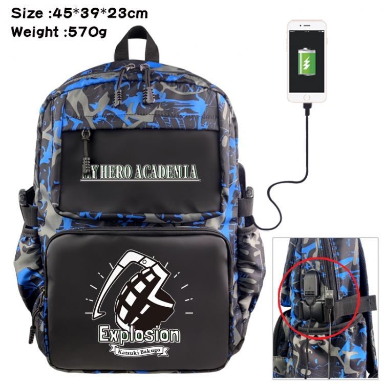 My Hero Academia Anime waterproof nylon camouflage backpack School Bag 45X39X23CM