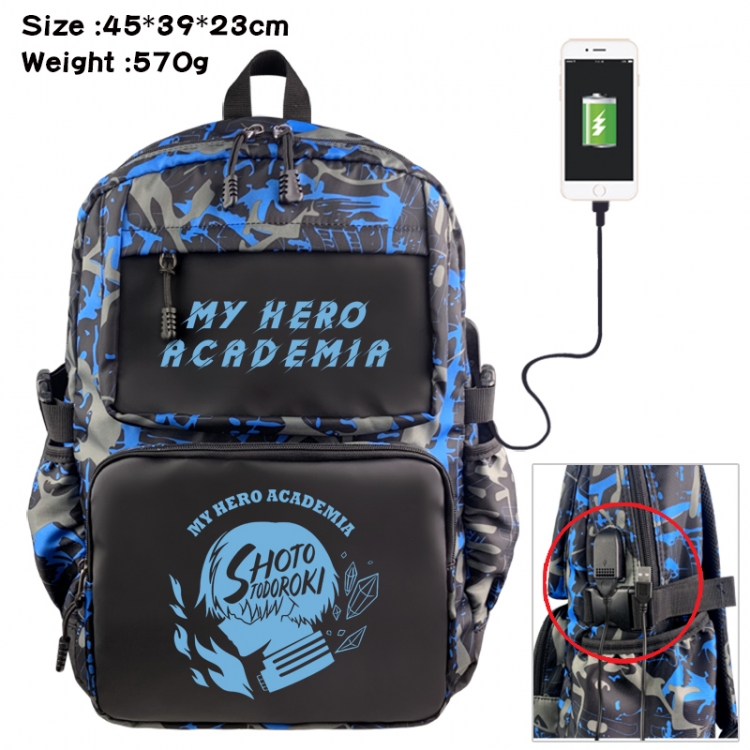 My Hero Academia Anime waterproof nylon camouflage backpack School Bag 45X39X23CM