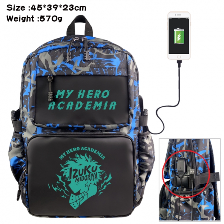 My Hero Academia Anime waterproof nylon camouflage backpack School Bag 45X39X23CM