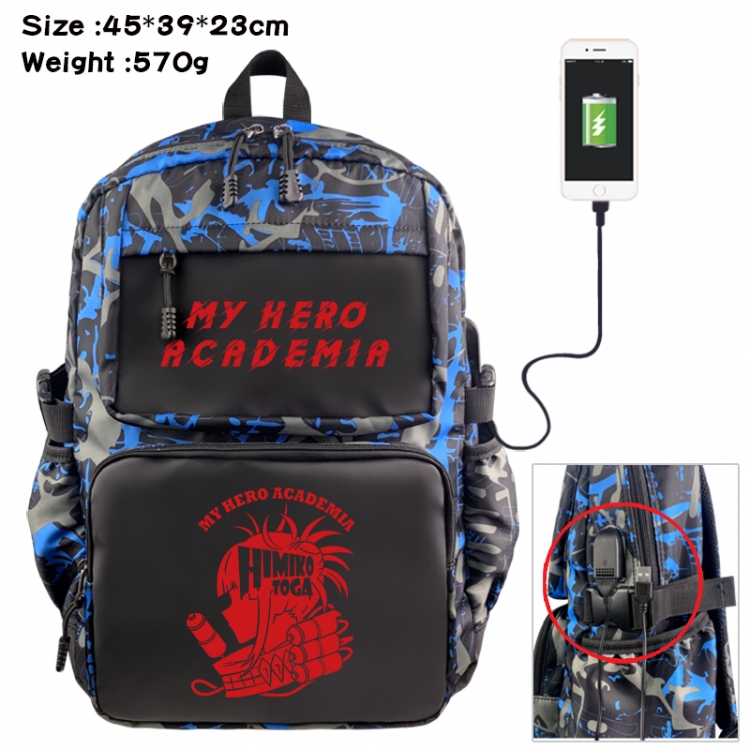 My Hero Academia Anime waterproof nylon camouflage backpack School Bag 45X39X23CM