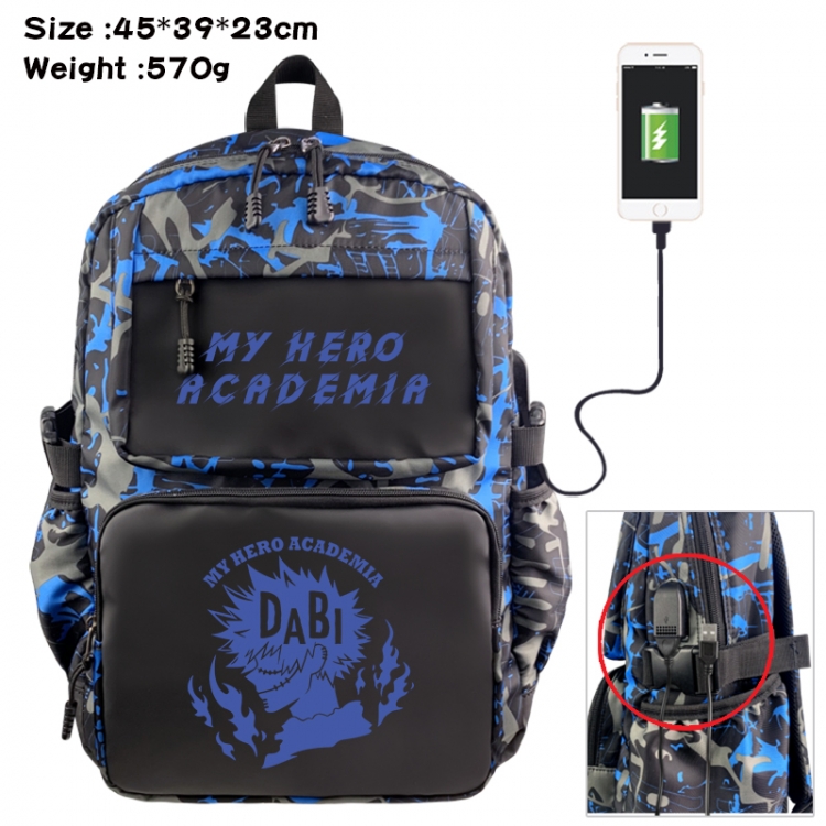 My Hero Academia Anime waterproof nylon camouflage backpack School Bag 45X39X23CM