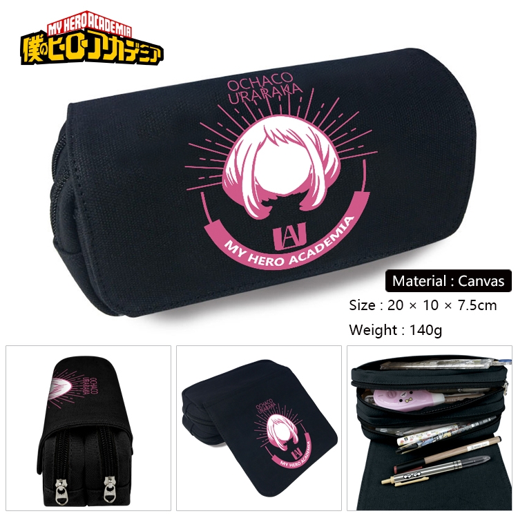 My Hero Academia Anime Multi-Function Double Zipper Canvas Cosmetic Bag Pen Case 20x10x7.5cm