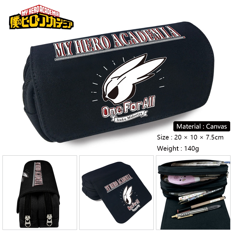 My Hero Academia Anime Multi-Function Double Zipper Canvas Cosmetic Bag Pen Case 20x10x7.5cm