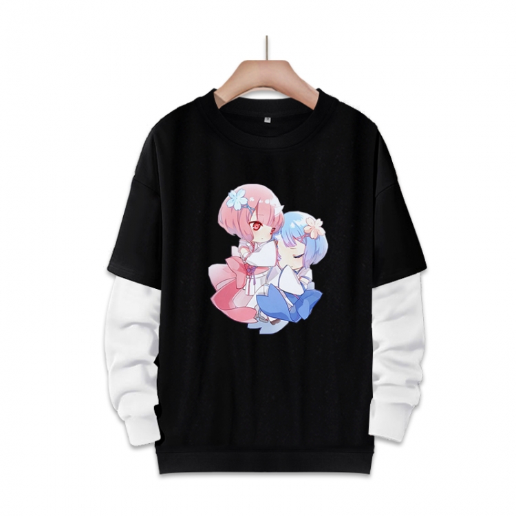 Re:Zero kara Hajimeru Isekai Seikatsu Anime fake two-piece thick round neck sweater from S to 3XL