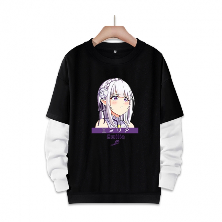 Re:Zero kara Hajimeru Isekai Seikatsu Anime fake two-piece thick round neck sweater from S to 3XL