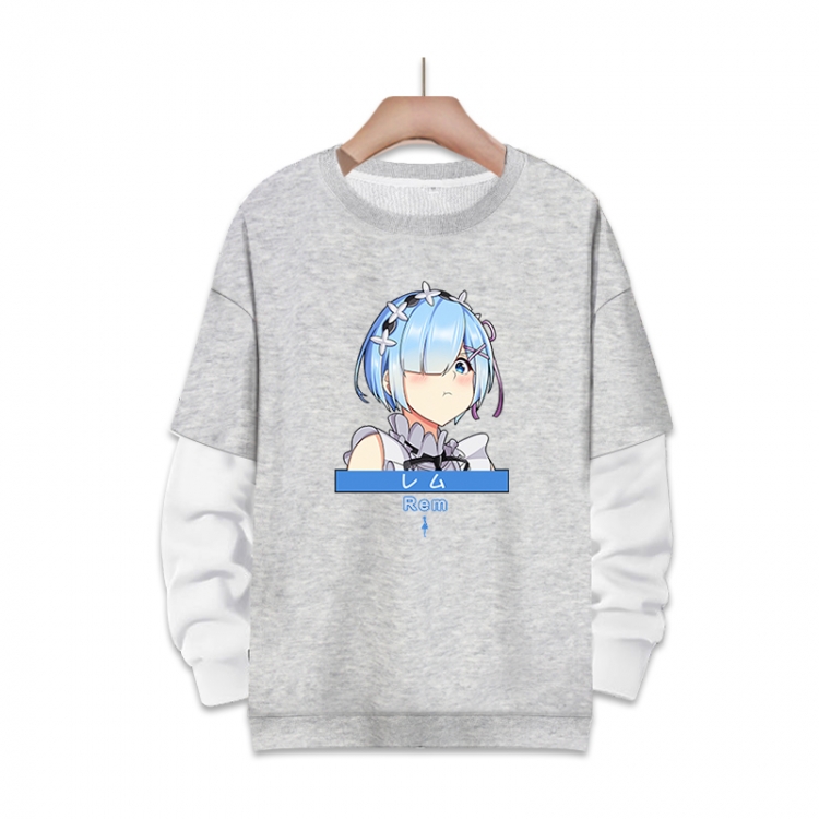 Re:Zero kara Hajimeru Isekai Seikatsu Anime fake two-piece thick round neck sweater from S to 3XL