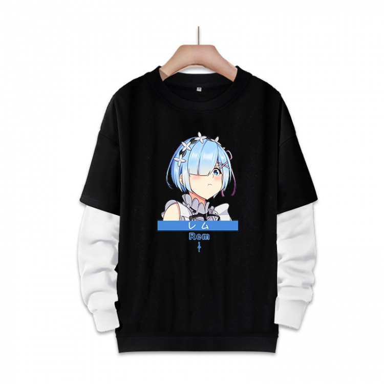 Re:Zero kara Hajimeru Isekai Seikatsu Anime fake two-piece thick round neck sweater from S to 3XL