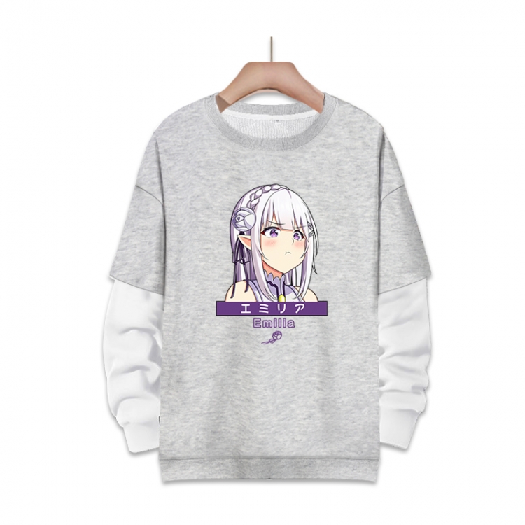 Re:Zero kara Hajimeru Isekai Seikatsu Anime fake two-piece thick round neck sweater from S to 3XL