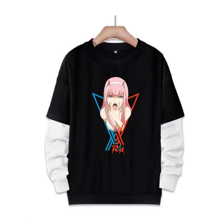 DARLING in the FRANX Anime fake two-piece thick round neck sweater from S to 3XL