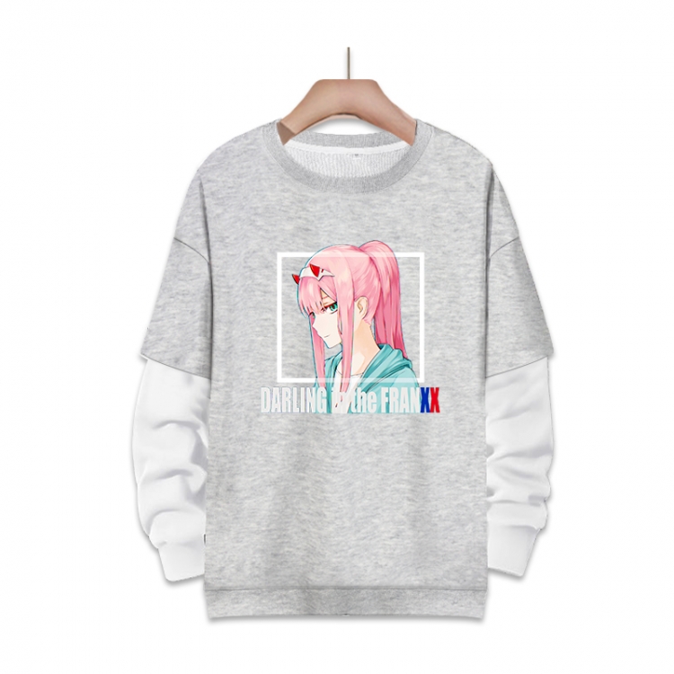 DARLING in the FRANX Anime fake two-piece thick round neck sweater from S to 3XL