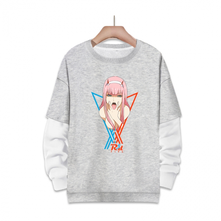 DARLING in the FRANX Anime fake two-piece thick round neck sweater from S to 3XL