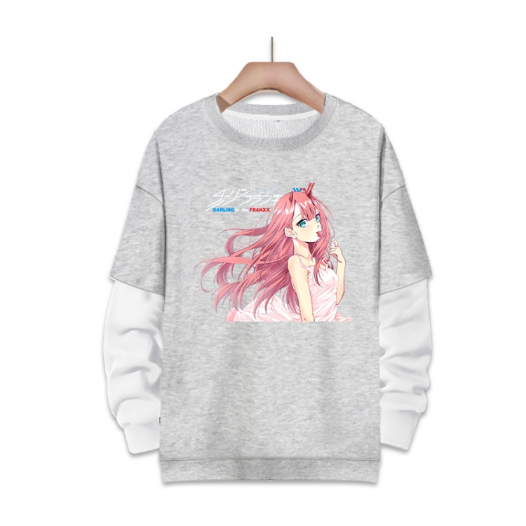 DARLING in the FRANX Anime fake two-piece thick round neck sweater from S to 3XL