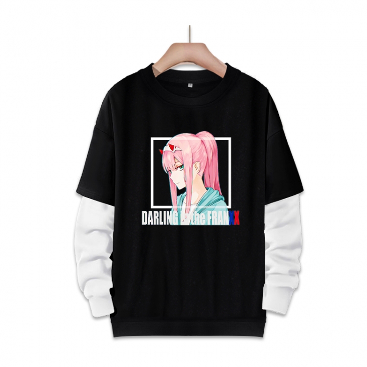 DARLING in the FRANX Anime fake two-piece thick round neck sweater from S to 3XL