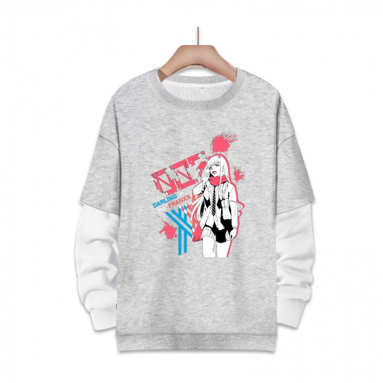 DARLING in the FRANX Anime fake two-piece thick round neck sweater from S to 3XL