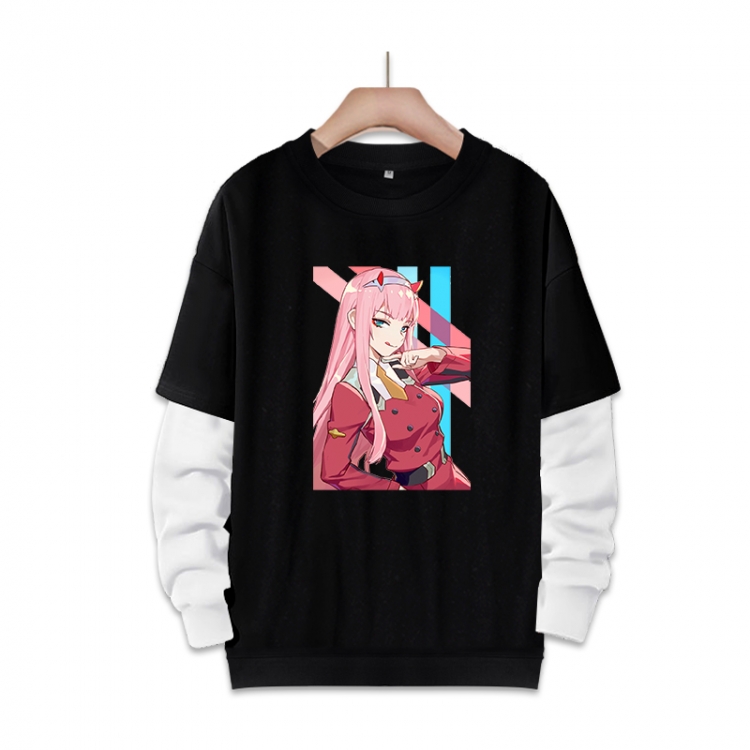 DARLING in the FRANX Anime fake two-piece thick round neck sweater from S to 3XL