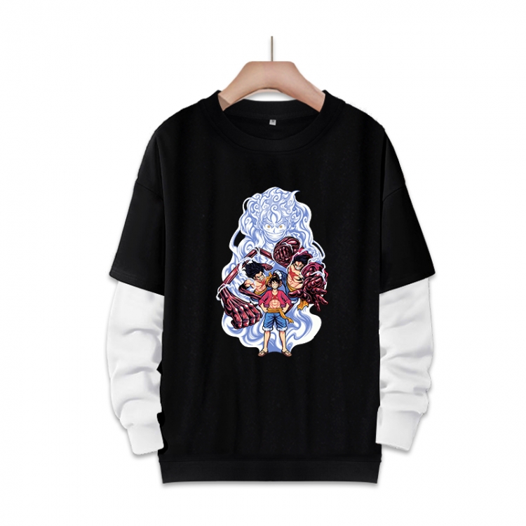 One Piece Anime fake two-piece thick round neck sweater from S to 3XL
