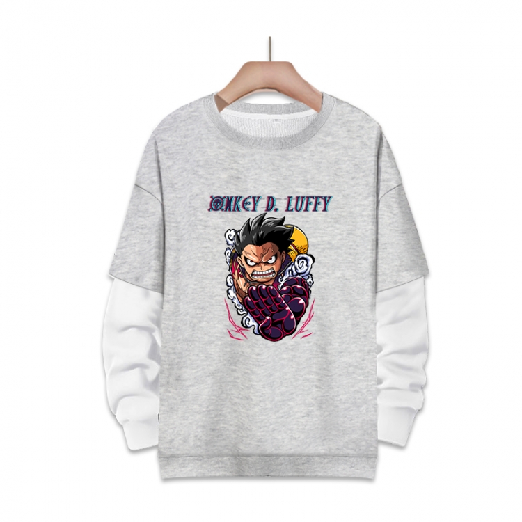 One Piece Anime fake two-piece thick round neck sweater from S to 3XL