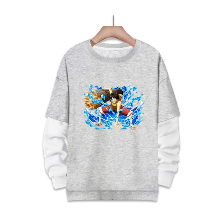 One Piece Anime fake two-piece thick round neck sweater from S to 3XL