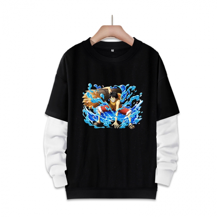 One Piece Anime fake two-piece thick round neck sweater from S to 3XL