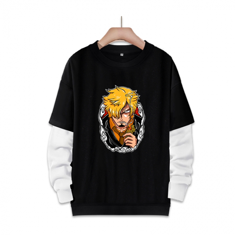 One Piece Anime fake two-piece thick round neck sweater from S to 3XL