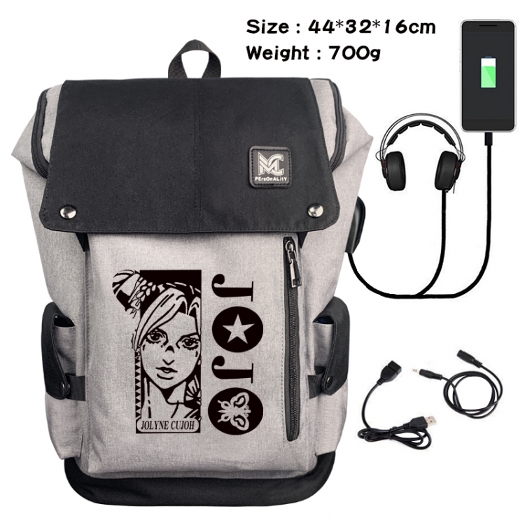 JoJos Bizarre Adventure Animation anti-theft canvas bucket backpack 44X32X16CM