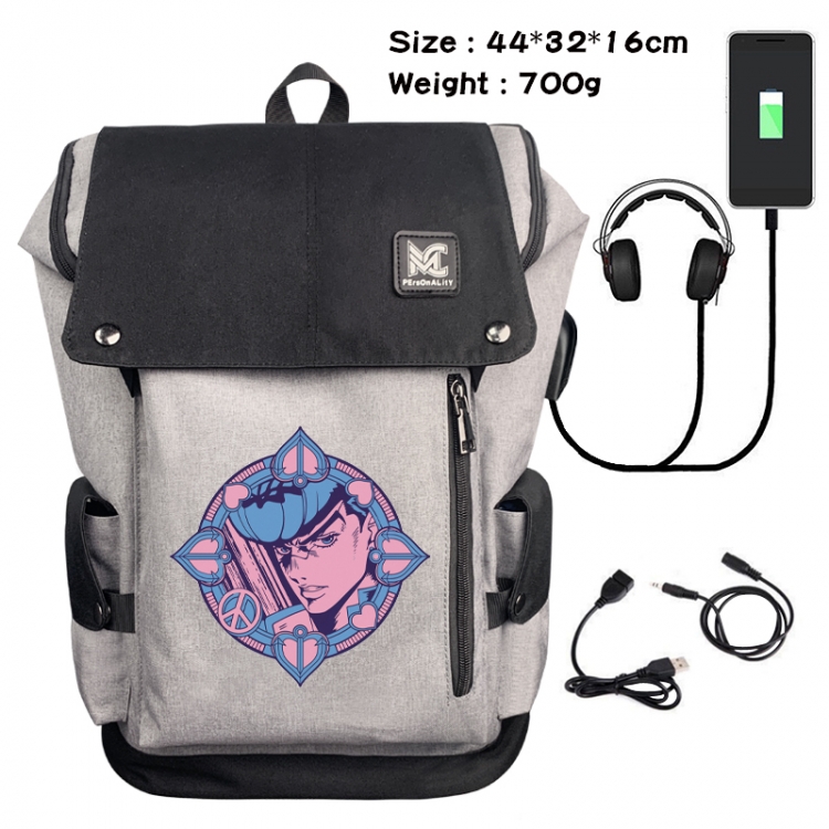 JoJos Bizarre Adventure Animation anti-theft canvas bucket backpack 44X32X16CM