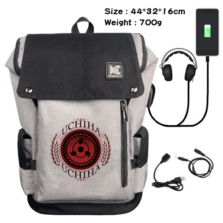 Naruto Animation anti-theft canvas bucket backpack 44X32X16CM