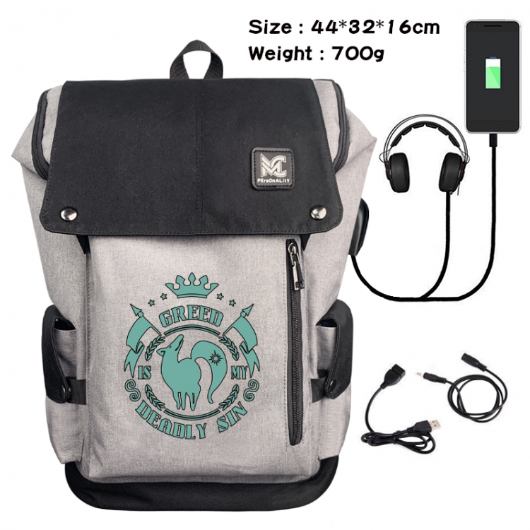 The Seven Deadly Sins Animation anti-theft canvas bucket backpack 44X32X16CM