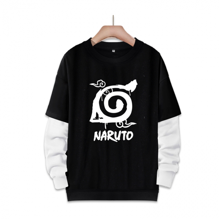 Naruto Anime fake two-piece thick round neck sweater from S to 3XL