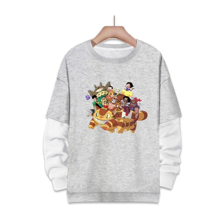 OTORO Anime fake two-piece thick round neck sweater from S to 3XL