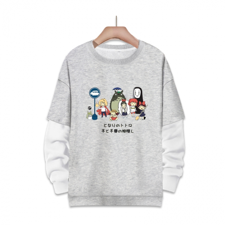 OTORO Anime fake two-piece thick round neck sweater from S to 3XL