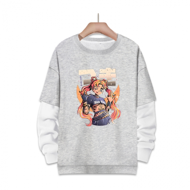 sailormoon Anime fake two-piece thick round neck sweater from S to 3XL