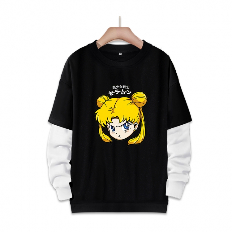 sailormoon Anime fake two-piece thick round neck sweater from S to 3XL